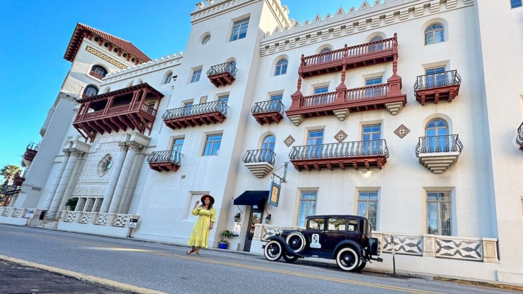 Click the Image to go to my Florida Travel Blog Teacher Catalina In Front of a Hotel in St Augustine